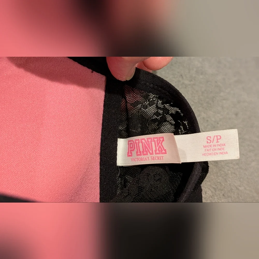 VICTORIA'S SECRET "PINK" BLACK LACE STRAPLESS PADDED BANDEAU BRA SMALL S/P - Picture 3 of 5